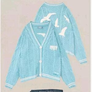 Taylor Swift 1989 Xs/sm Bird Design Blue V-neck Cardigan